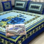 Luxury Bedsheet - 4pc King Size Bedsheet - 3d Crystal Cotton - Bed sheets Double bed King Size with 2 Pillow Covers- - Image 3