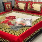 Luxury Bedsheet - 4pc King Size Bedsheet - 3d Crystal Cotton - Bed sheets Double bed King Size with 2 Pillow Covers- - Image 6