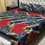 High Quality Fine Cotton Bedsheet 3 Piece Set Double Bed Printed 3D Crystal Cotton King Size Bedsheet - Image 7
