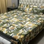 High Quality Fine Cotton Bedsheet 3 Piece Set Double Bed Printed 3D Crystal Cotton King Size Bedsheet - Image 8
