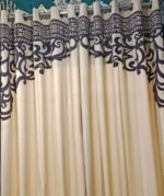 Velvet Curtain Laser Print 2 Pcs – Premium Malai Velvet Heavy Parda for Bedroom & Living Room | Elegant Eyelet Design Window Curtain - Image 2
